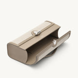 SAVETTE - Slim Symmetry Pochette in Clay Herringbone Linen with Smooth Leather Trim