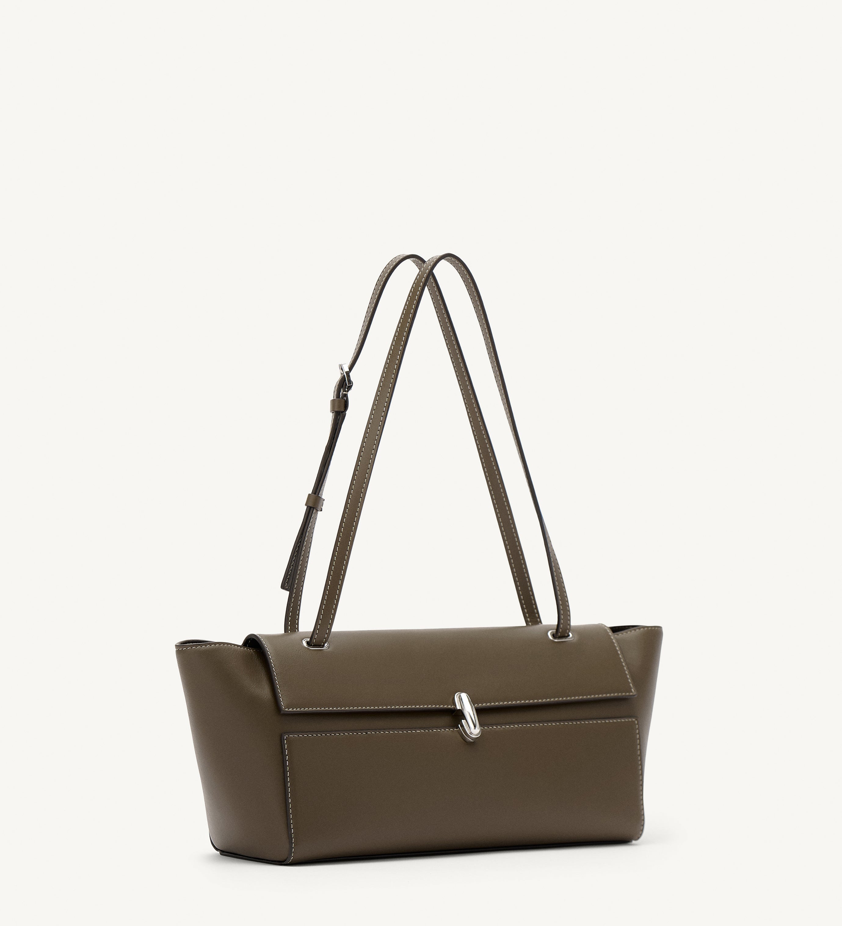 SAVETTE - Trapeze Shoulder Bag in Mink Leather