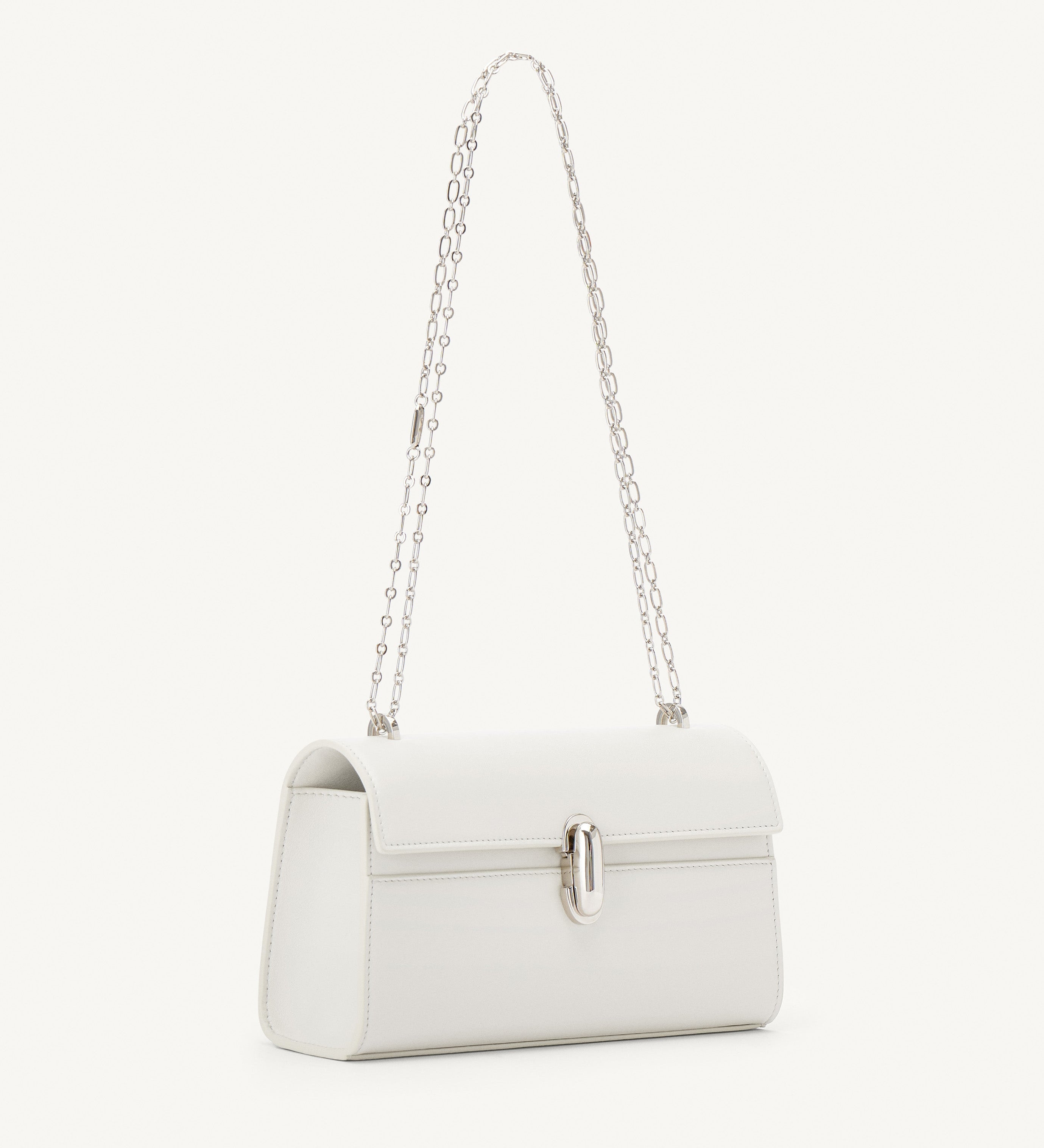 SAVETTE - Symmetry Chain Pochette in Ivory Leather