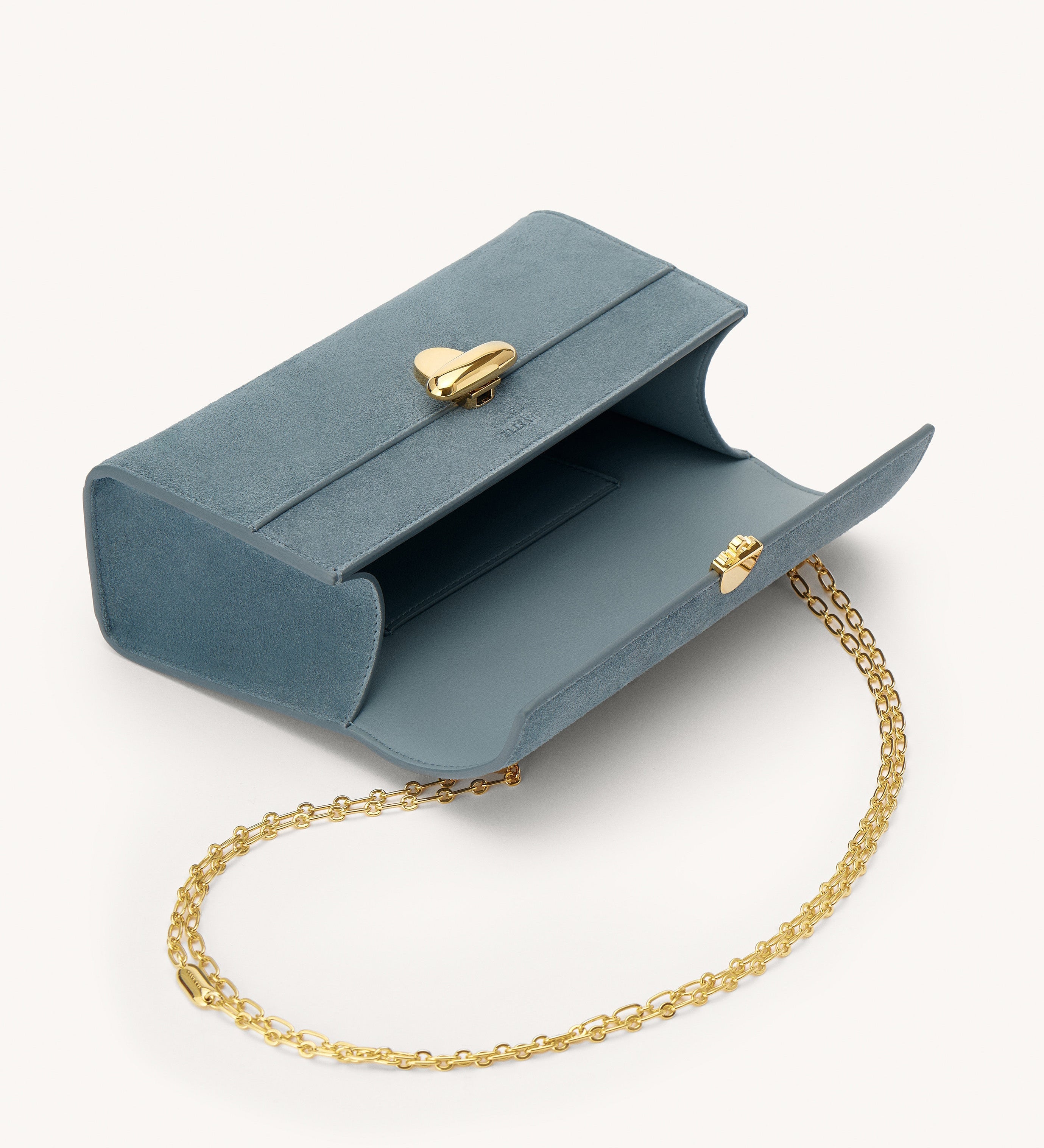 SAVETTE - Symmetry Chain Pochette in Denim Suede