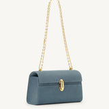 SAVETTE - Symmetry Chain Pochette in Denim Suede