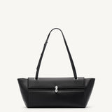 SAVETTE - Trapeze Shoulder Bag in Black Leather