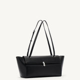 SAVETTE - Trapeze Shoulder Bag in Black Leather