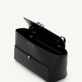 SAVETTE - Trapeze Shoulder Bag in Black Leather