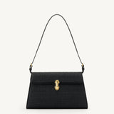 SAVETTE - Symmetry Shoulder Bag in Black Raffia