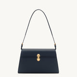 SAVETTE - Symmetry Shoulder Bag in Navy Grained Leather
