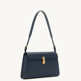 SAVETTE - Symmetry Shoulder Bag in Navy Grained Leather