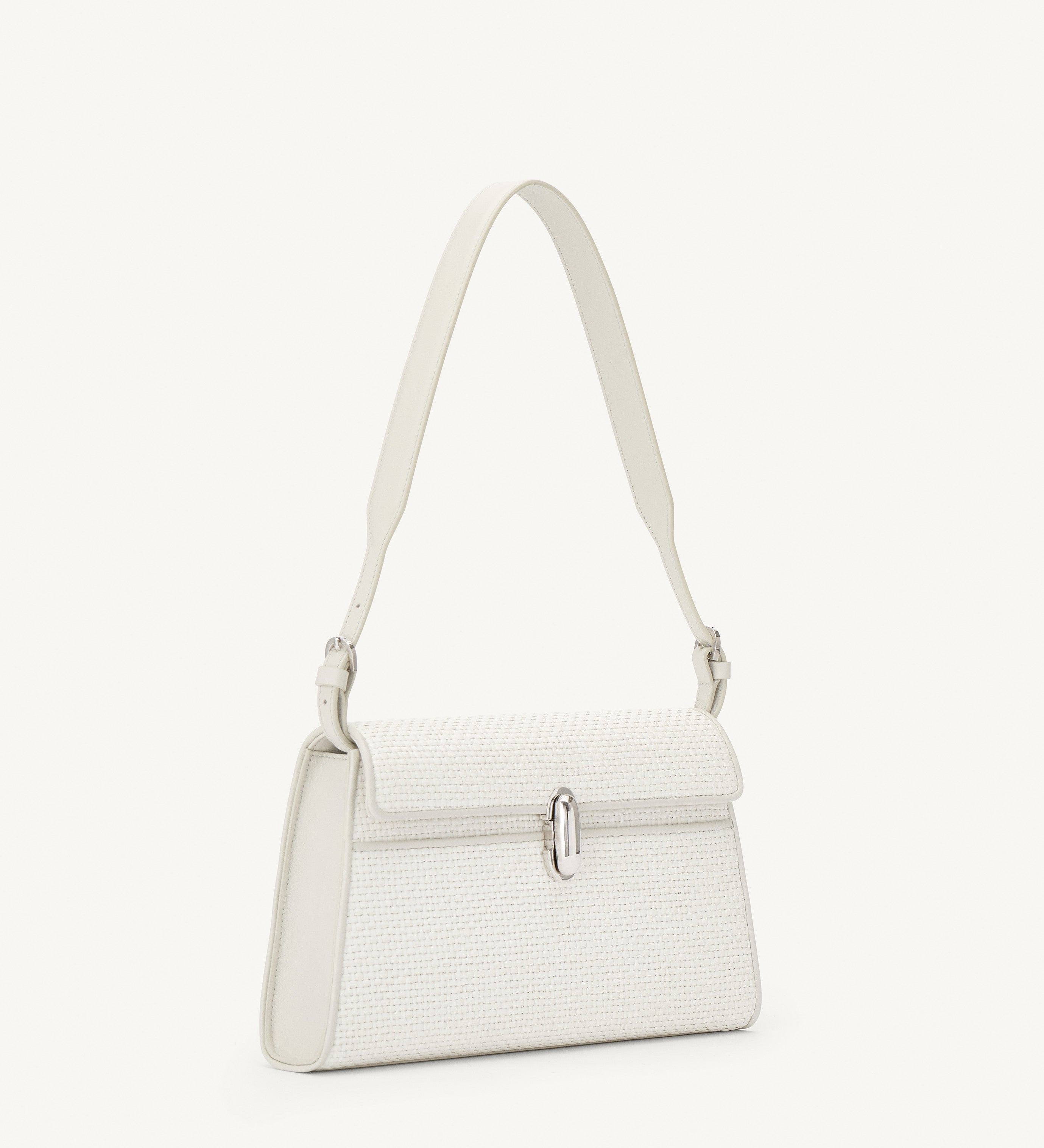 SAVETTE - Symmetry Shoulder Bag in Ivory Raffia