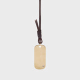 TWP - Metal Stone Mirror Necklace in Leather and Light Antique Gold