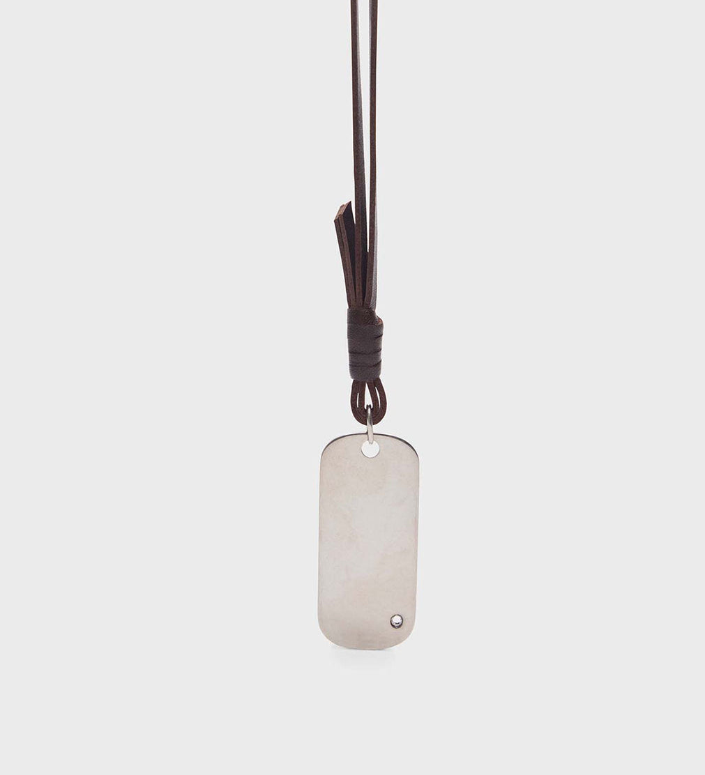 TWP - Metal Stone Mirror Necklace in Leather and Silver