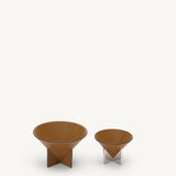 SAVETTE - Small Leather Dish with Metal Feet in Saddle