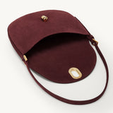 SAVETTE - Small Tondo Hobo in Wine Suede