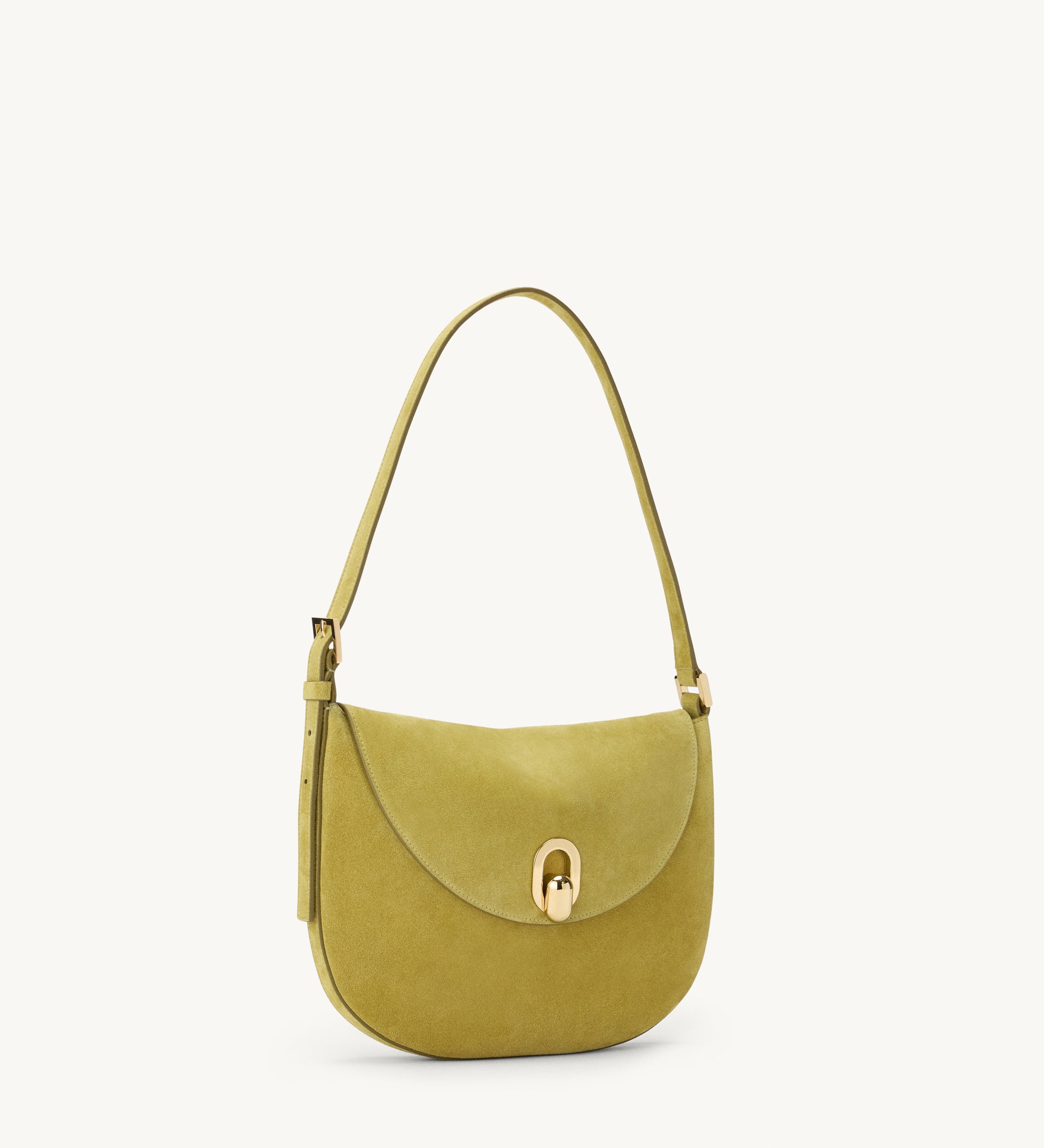 SAVETTE - Small Tondo Hobo in Chartreuse Suede