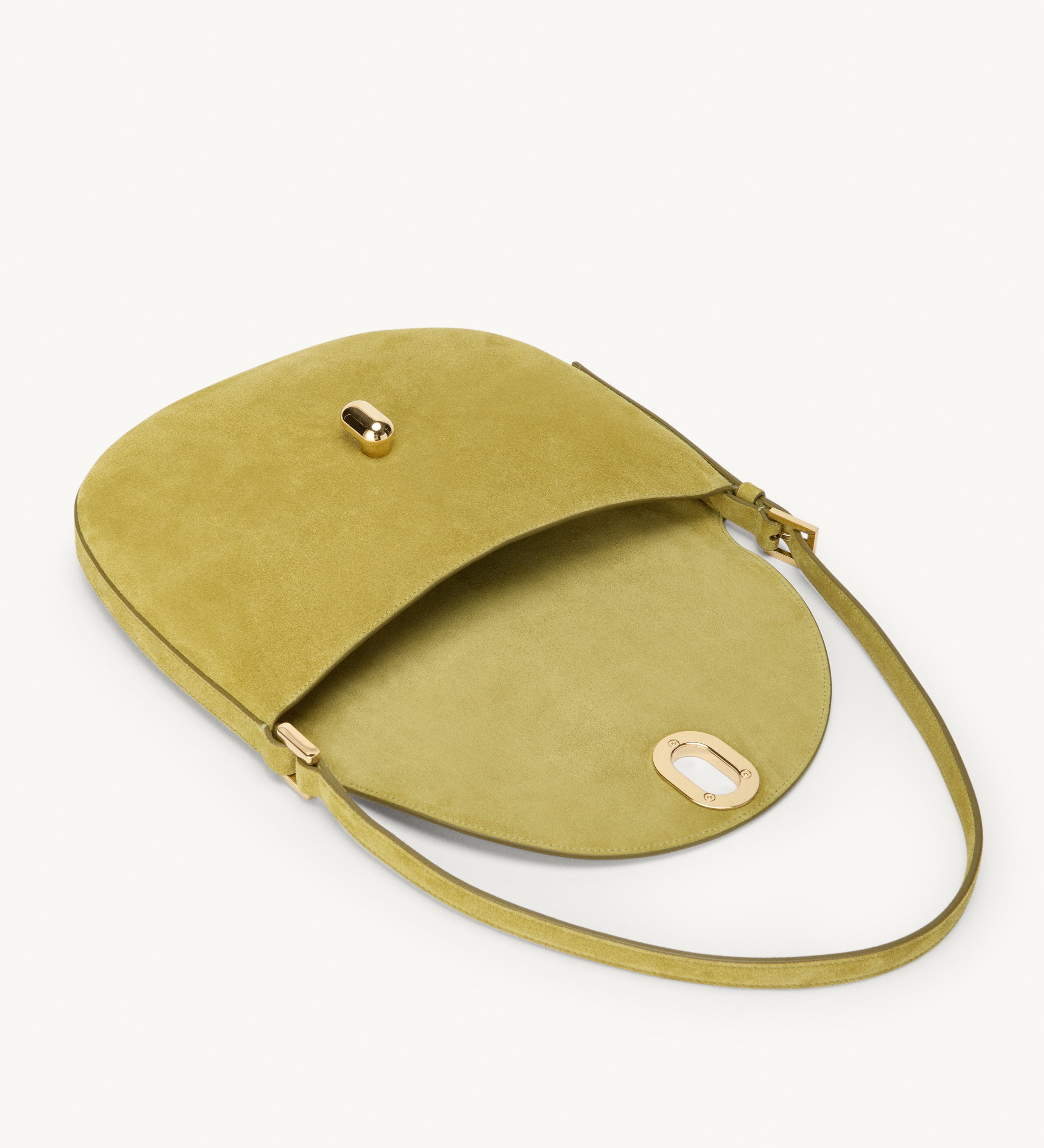 SAVETTE - Small Tondo Hobo in Chartreuse Suede