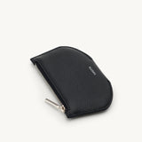 SAVETTE - Zip Card Case in Black Grained Leather