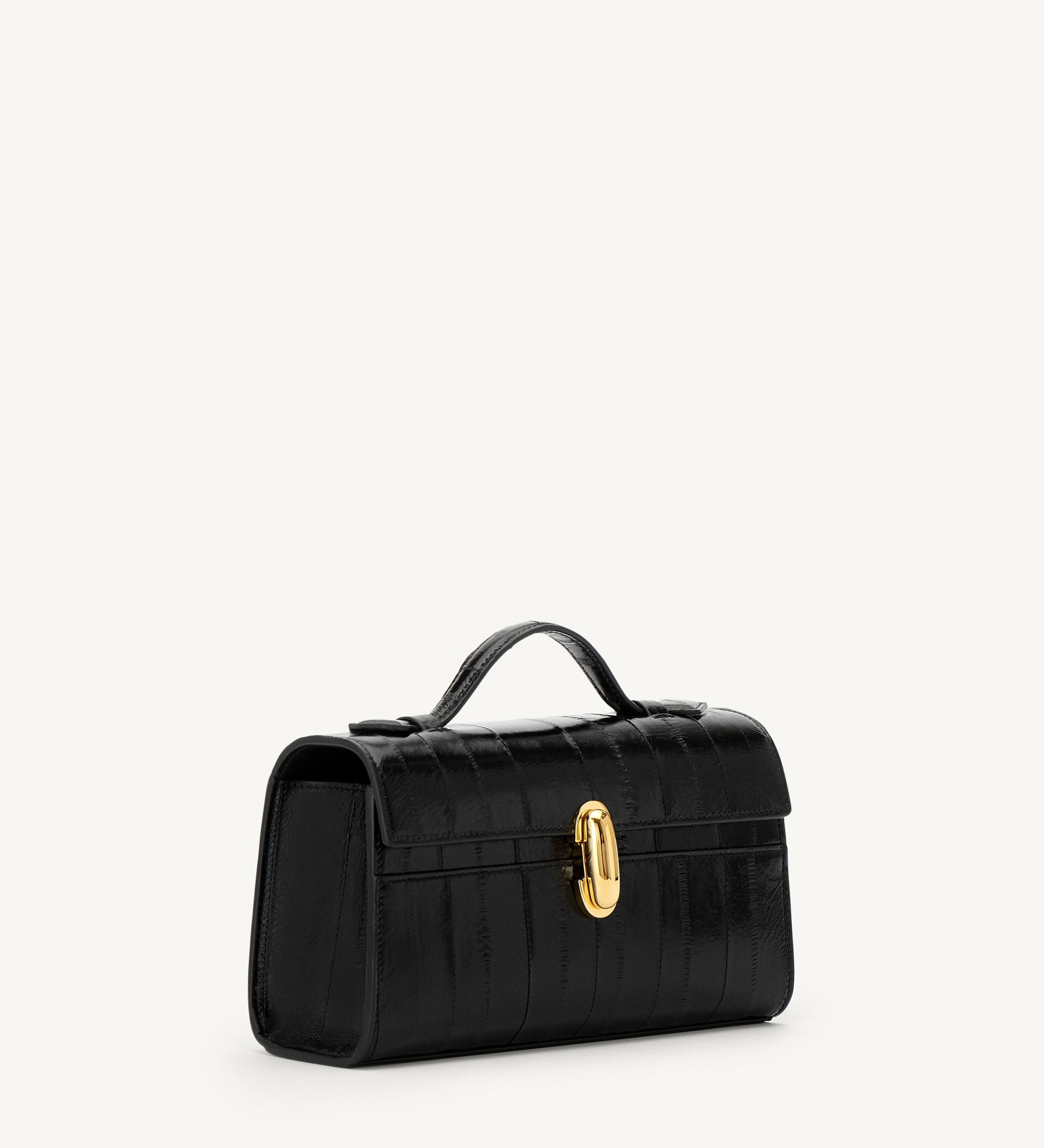 SAVETTE - Symmetry Pochette in Black Eel