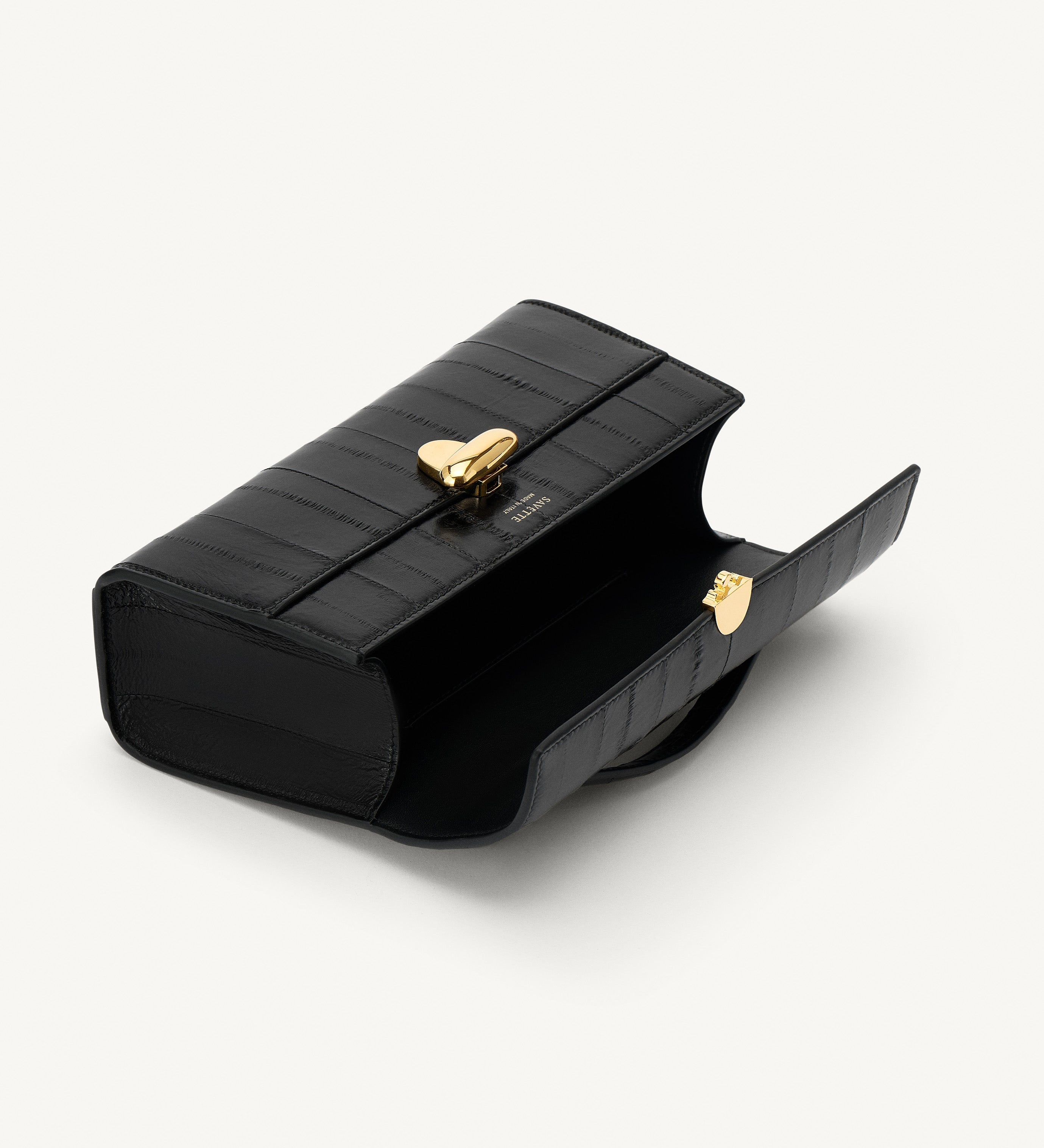 SAVETTE - Symmetry Pochette in Black Eel