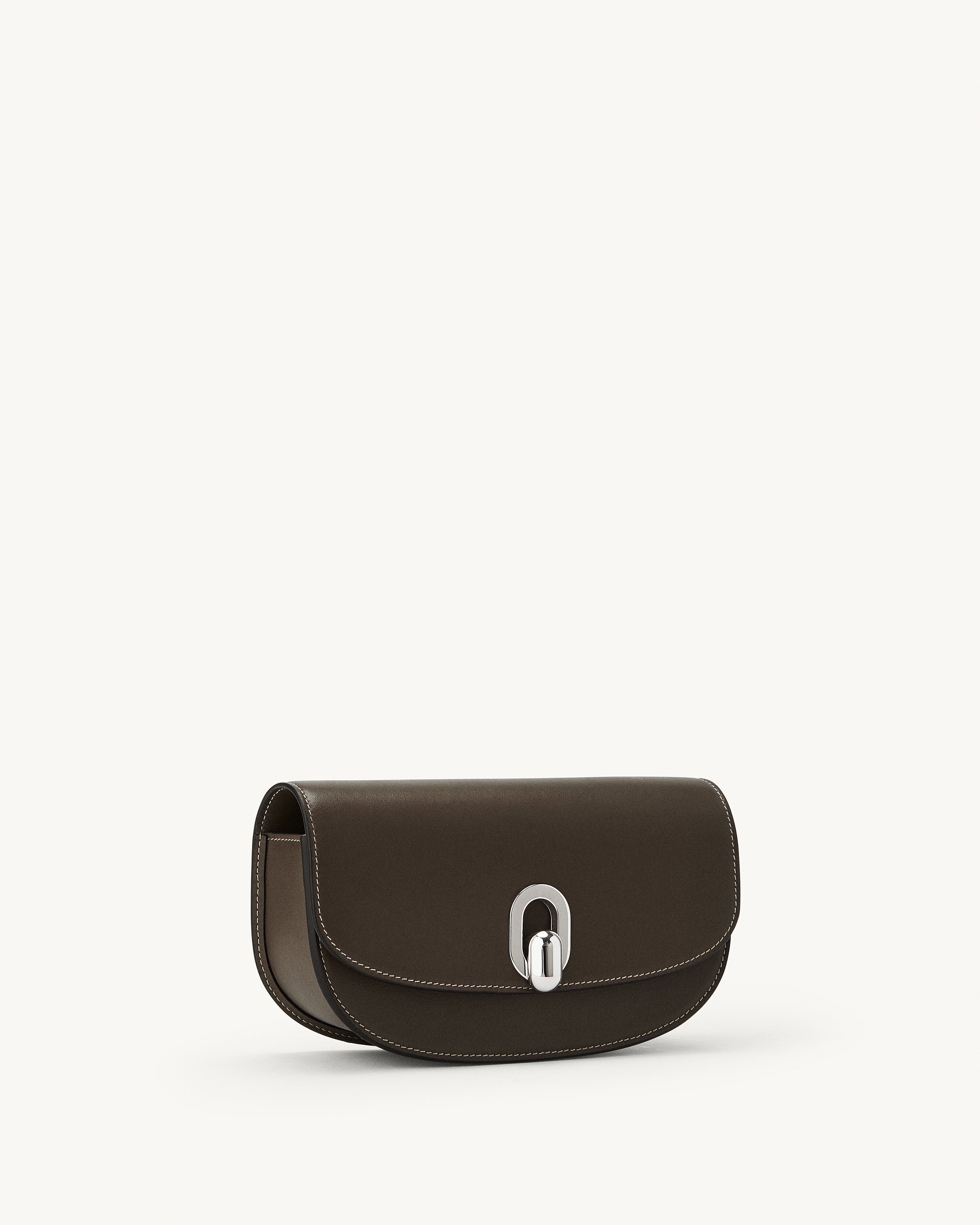 side view of the Tondo Crescent handbag in Mink leather