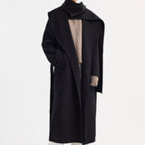 ROHE - Signature double - faced scarf coat with belt | black
