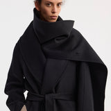 ROHE - Signature double-faced scarf coat | black
