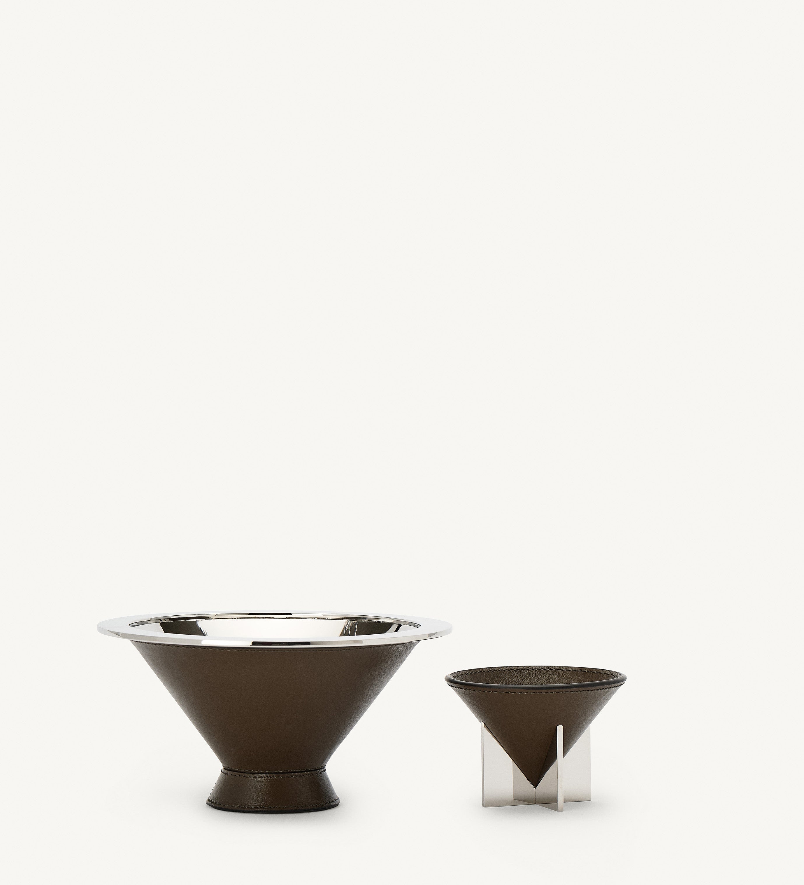 SAVETTE - Metal - Lined Dish in Mink Leather