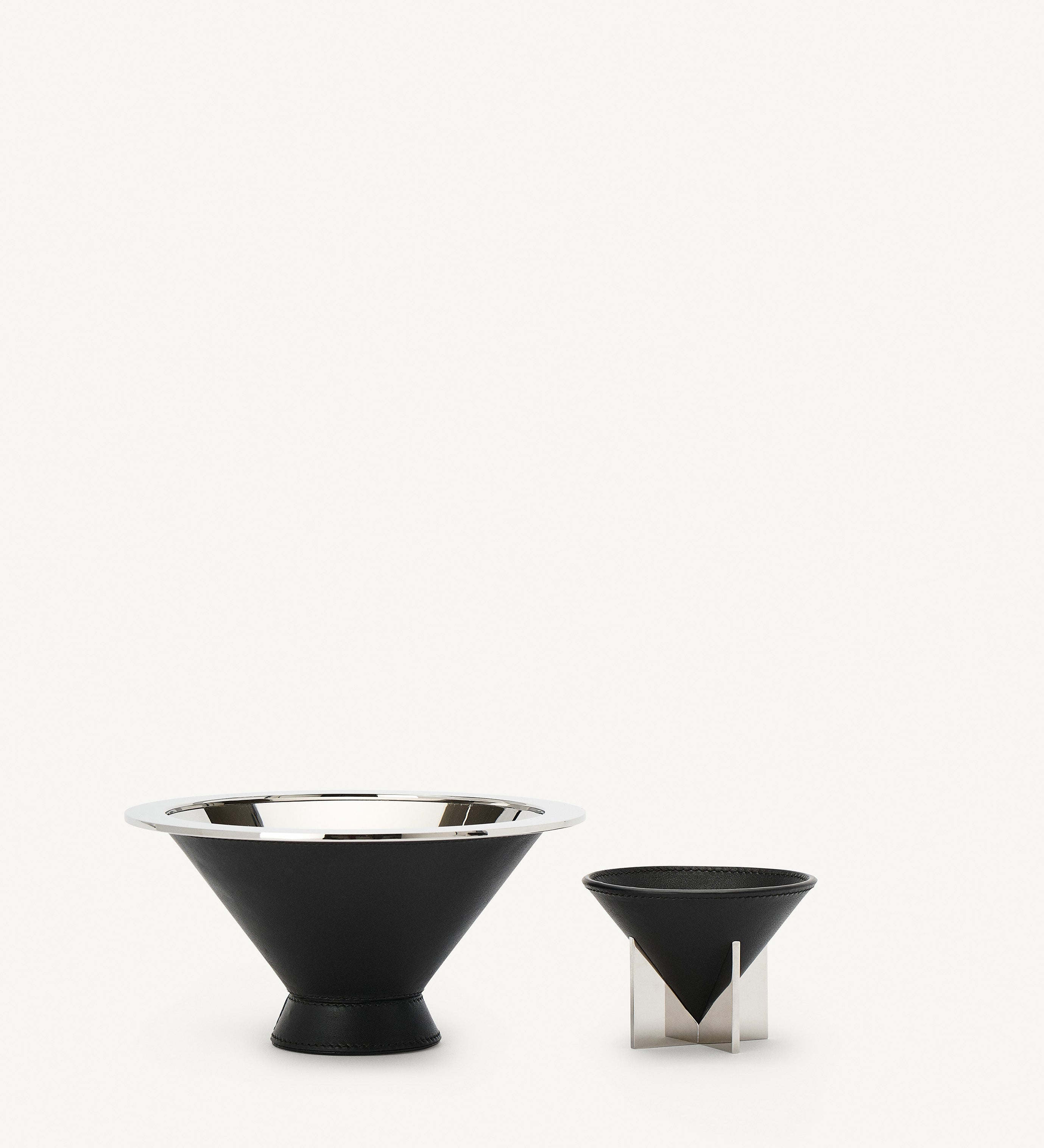 SAVETTE - Metal - Lined Dish in Black Leather