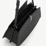 SAVETTE - Florence Shoulder Bag in Black Grained Leather