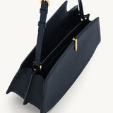 SAVETTE - Florence Shoulder in Navy Grained Leather