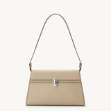 SAVETTE - Symmetry Shoulder Bag in Bone Grained Leather w/ Hand Stitch