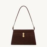 SAVETTE - Symmetry Shoulder Bag in Espresso Suede