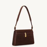 SAVETTE - Symmetry Shoulder Bag in Espresso Suede