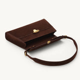 SAVETTE - Symmetry Shoulder Bag in Espresso Suede
