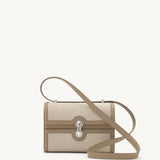 SAVETTE - Symmetry 19 in Clay Herringbone with Smooth Leather Trim
