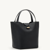 SAVETTE - Anello Tote in Black Grained Leather