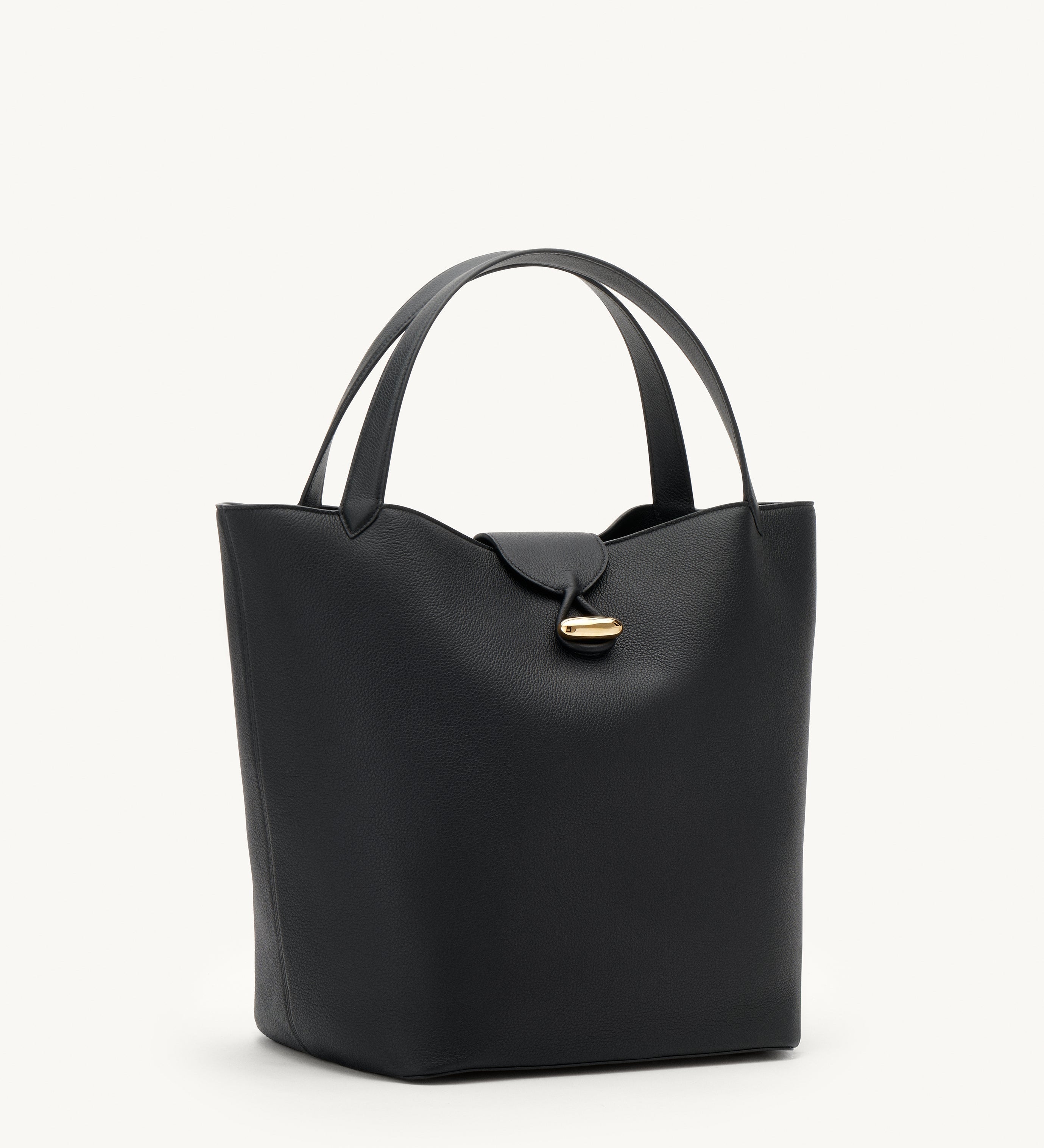 SAVETTE - Anello Tote in Black Grained Leather