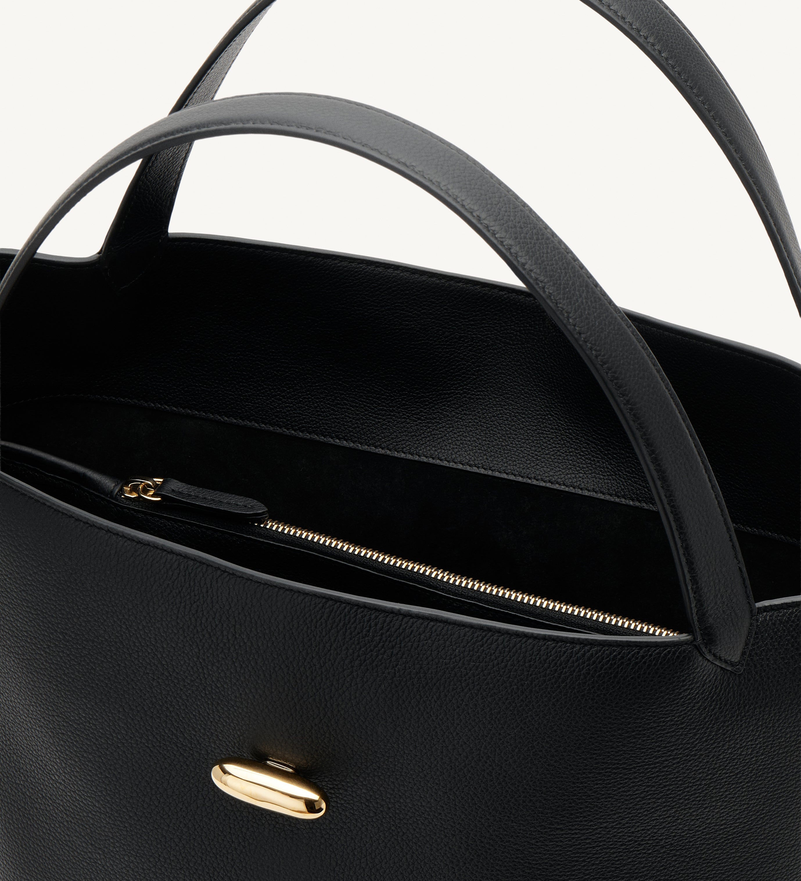 SAVETTE - Anello Tote in Black Grained Leather