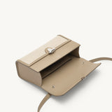 SAVETTE - Symmetry 26 in Clay Herringbone Linen with Smooth Leather Trim
