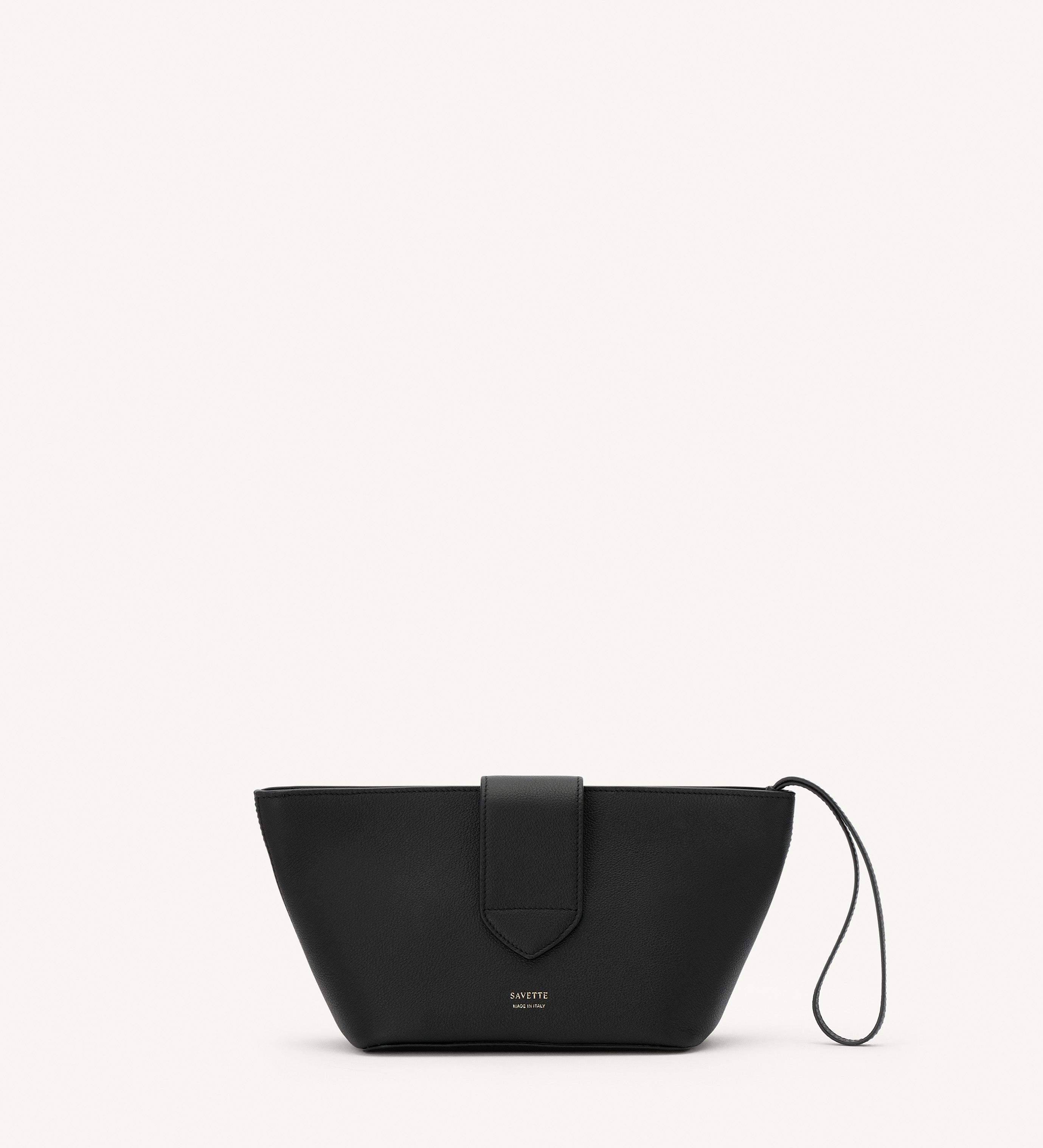 SAVETTE - Anello Pouch in Black Grained Leather
