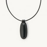 SAVETTE - Symmetry Pendant Necklace in Black Leather