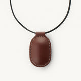 SAVETTE - Tondo Pendant Necklace in Espresso Leather