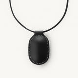 SAVETTE - Tondo Pendant Necklace in Black Leather
