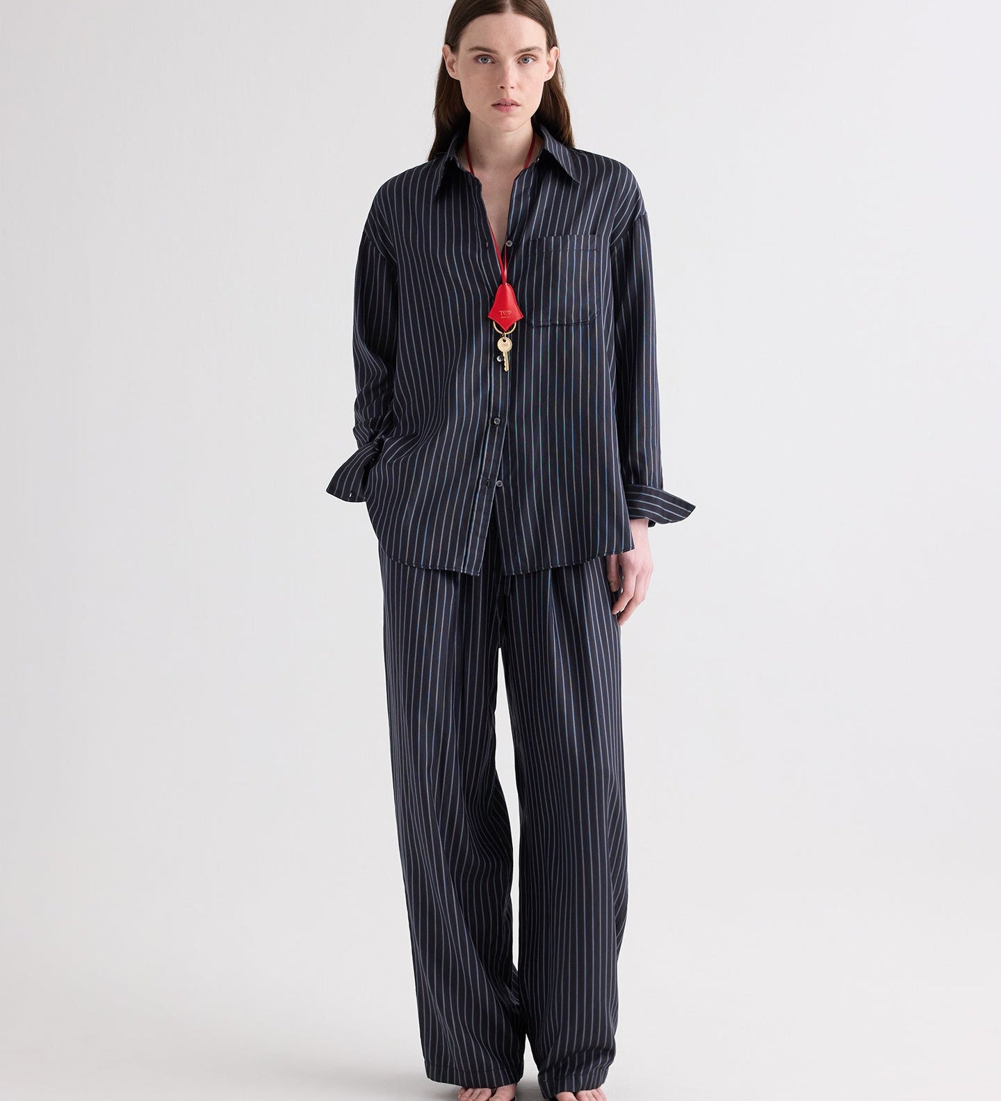 TWP - Big Joe Shirt in Evening Stripe on Silk
