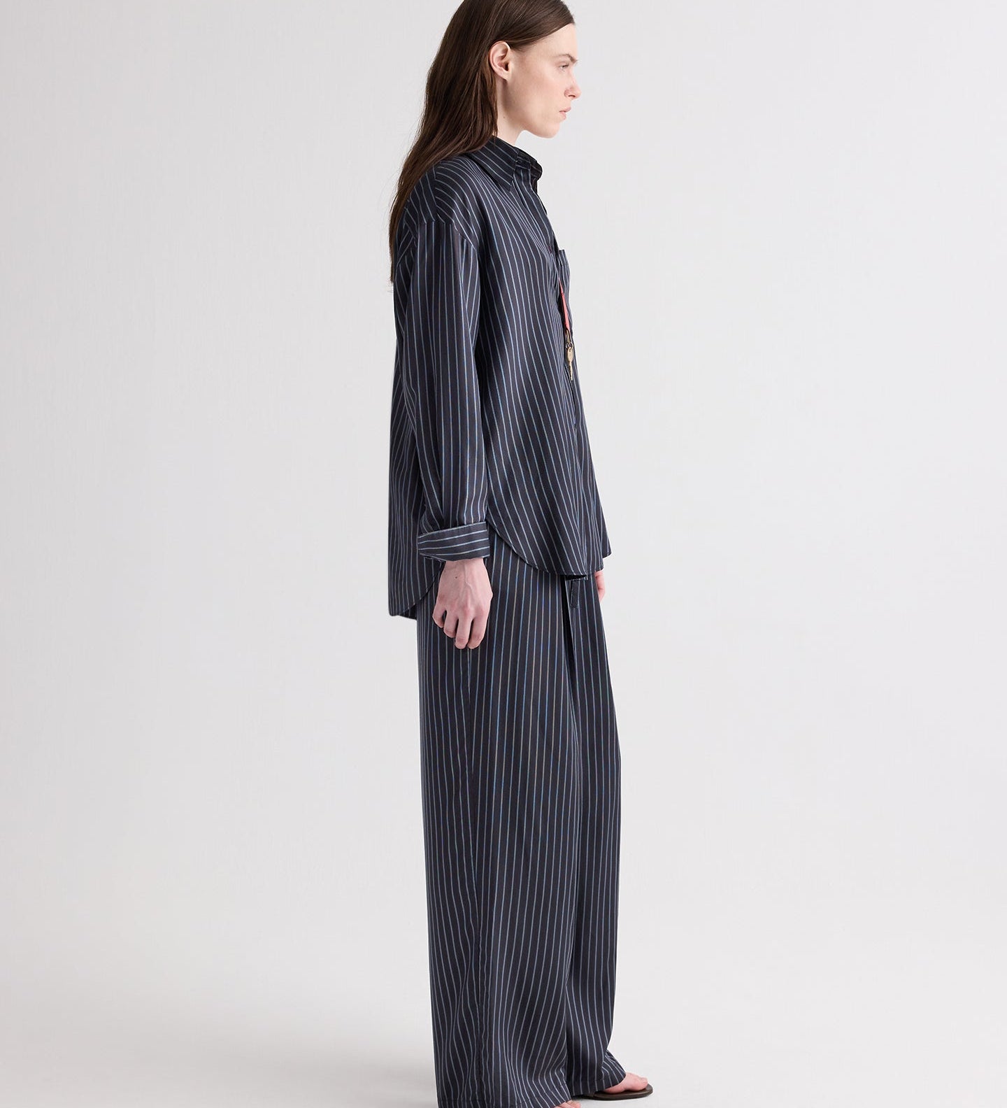 TWP - Big Joe Shirt in Evening Stripe on Silk