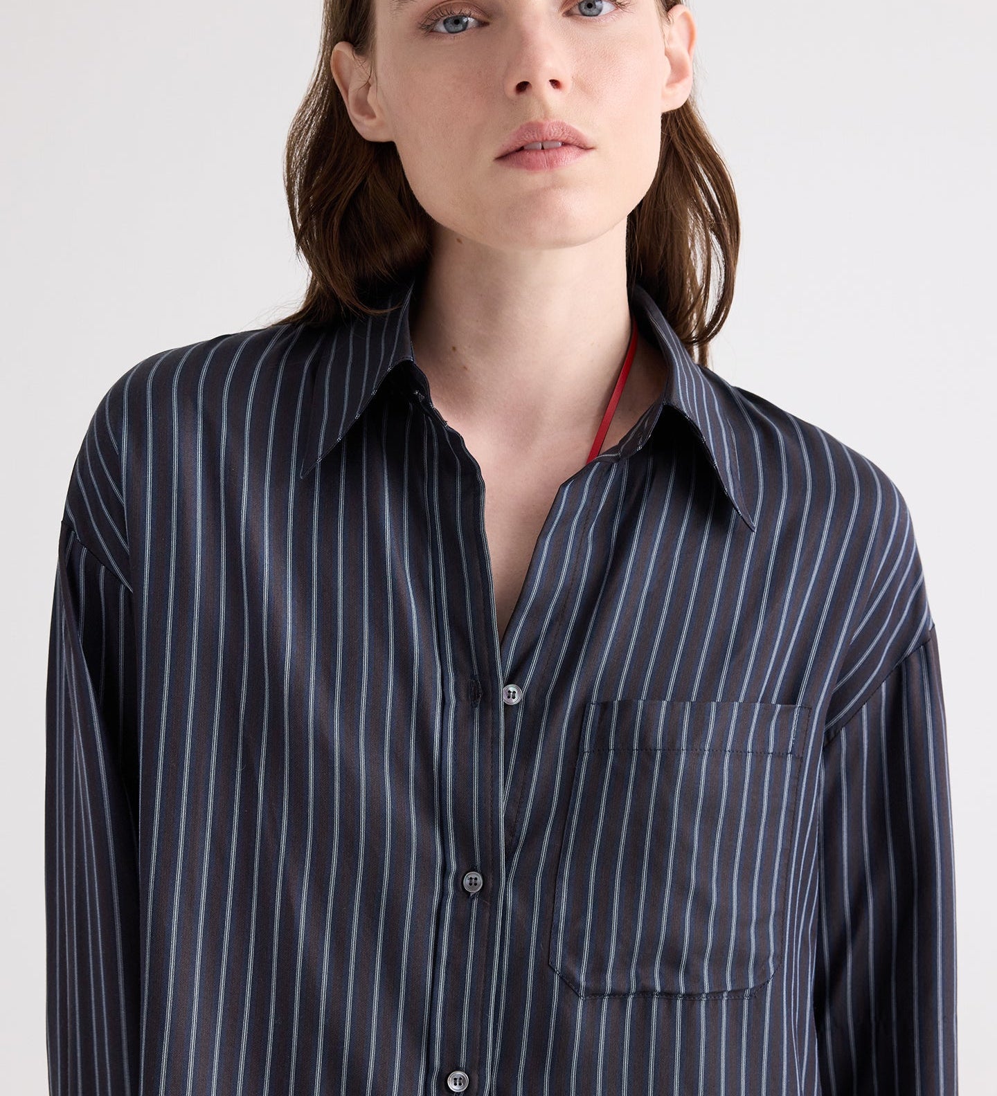 TWP - Big Joe Shirt in Evening Stripe on Silk