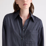 TWP - Big Joe Shirt in Evening Stripe on Silk