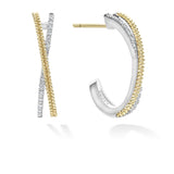 Lagos - Caviar Lux Thin Two-Tone Caviar X Diamond Hoop