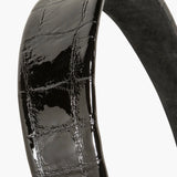 Jennifer Behr - Embossed Leather Cruz Headband -- Black Croc