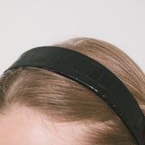 Jennifer Behr - Embossed Leather Cruz Headband -- Black Croc