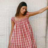 Faithfull - Belinha Mini Dress Ines Check Terra Rosso