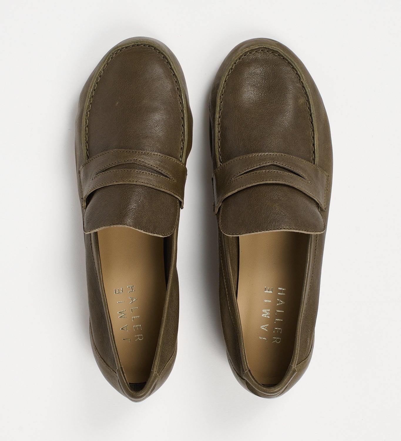 Jamie Haller - The Unlined Penny Loafer in Olive